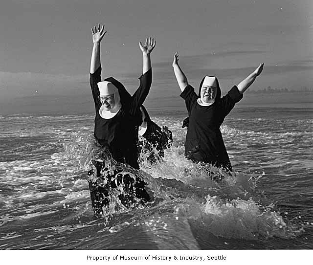 nuns on the beach